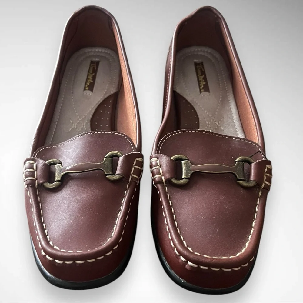 THOM MCAN Gavyn Women's Brown Leather Loafers With Buckle Detail Size‎ 8 | EUC
